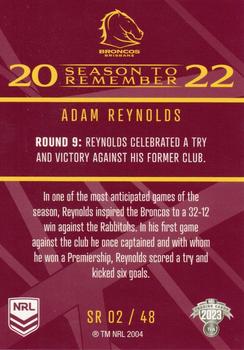2023 NRL Traders Titanium - Season To Remember #SR02 Adam Reynolds Back
